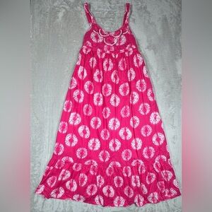 Calypso St. Barth X Target Girls Pink White Tie Dye Tropical Maxi Dress Size L